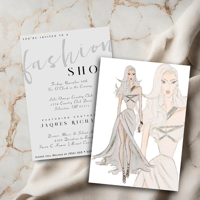 Watercolor Vogue Couture Fashion Show Invitation (Creator Uploaded)