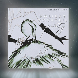 Watercolor Vogue Fashion Holiday Cocktail Party Invitation