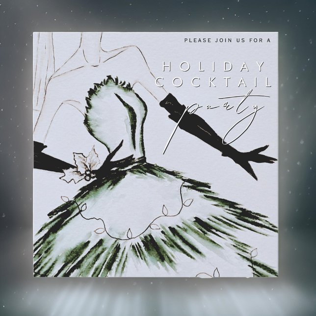 Watercolor Vogue Fashion Holiday Cocktail Party Invitation (Creator Uploaded)
