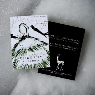 Watercolor Vogue Fashion Model Christmas Party Invitation