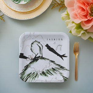 Watercolor Vogue Fashion Model Holiday Paper Plate