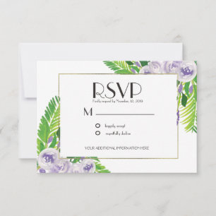 Watercolor  Voilet Purple Wedding Floral Invitation