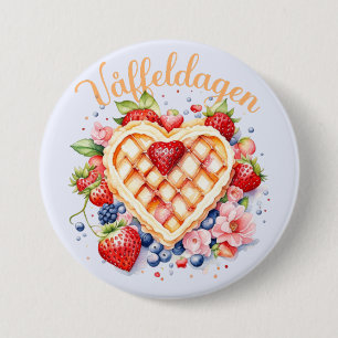 Watercolor Waffle Day, Våffeldagen 7.5 Cm Round Badge