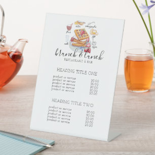 Watercolor Waffle logo recipe restaurant Pedestal Sign