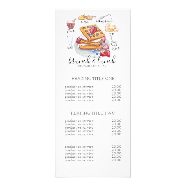 Watercolor Waffle logo restaurant recipe Business Rack Card (Front)