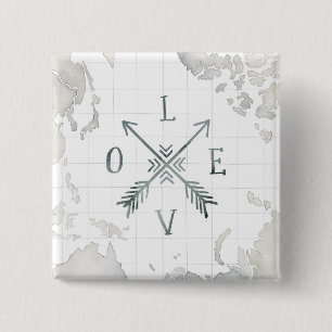 Watercolor Wanderlust Adventure III   Love 15 Cm Square Badge