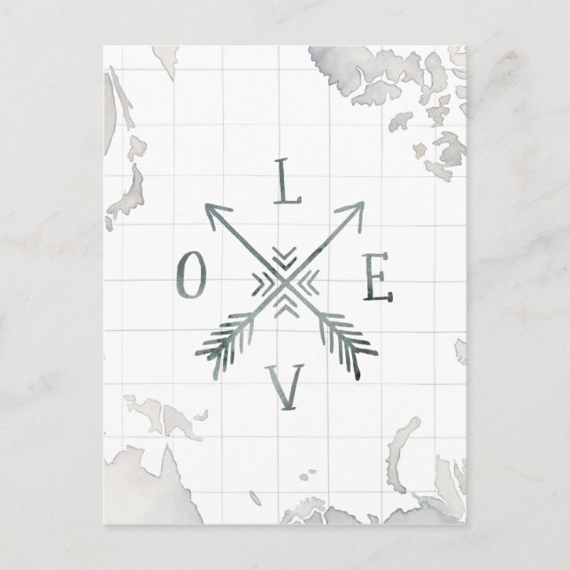 Watercolor Wanderlust Adventure III | Love Postcard (Front)