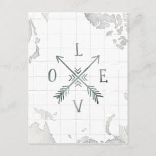 Watercolor Wanderlust Adventure III   Love Postcard