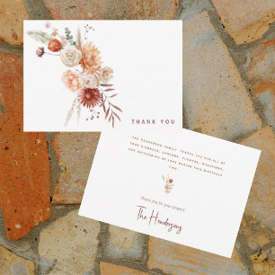 Watercolor Warm Tones Floral Bereavement Thank You Card