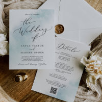 Watercolor Wash | Blue All In One QR Code Wedding