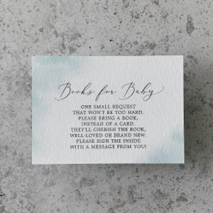 Watercolor Wash   Blue Baby Shower Books for Baby Enclosure Card