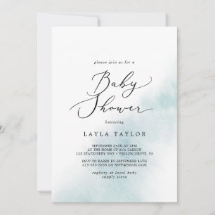 Watercolor Wash   Blue Baby Shower Invitation