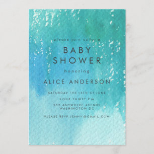 Watercolor Wash Blue Baby Shower Invite
