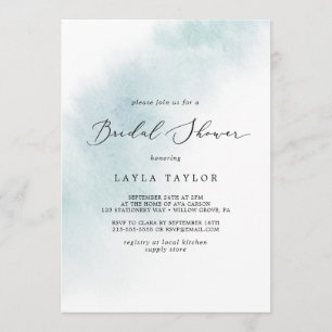 Watercolor Wash   Blue Bridal Shower Invitation