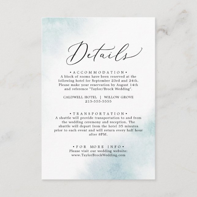 Watercolor Wash | Blue Details Enclosure Card (Front)