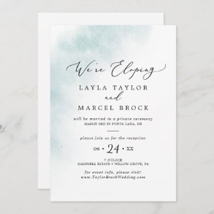 Watercolor Wash   Blue Elopement Reception Invitation