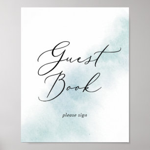 Watercolor Wash Blue Guest Book Sign
