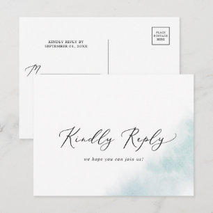 Watercolor Wash   Blue Menu RSVP Postcard