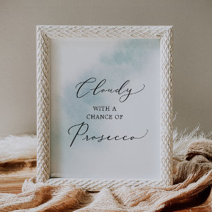 Watercolor Wash   Blue Prosecco Sign