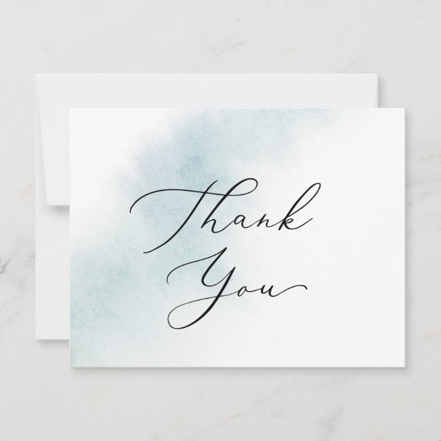 Watercolor Wash | Blue Thank You Card (Front)