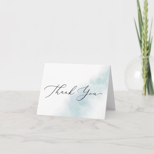Watercolor Wash | Blue Thank You Card (Front)