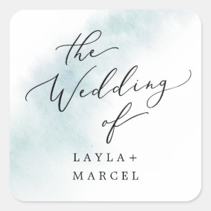 Watercolor Wash Blue Wedding Envelope Seals