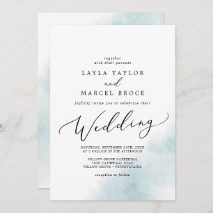 Watercolor Wash   Blue Wedding Invitation