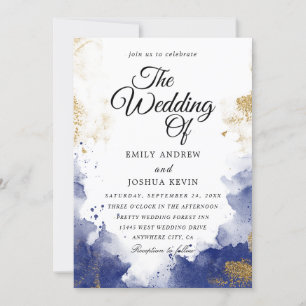 Watercolor Wash   blue Wedding  Invitation 