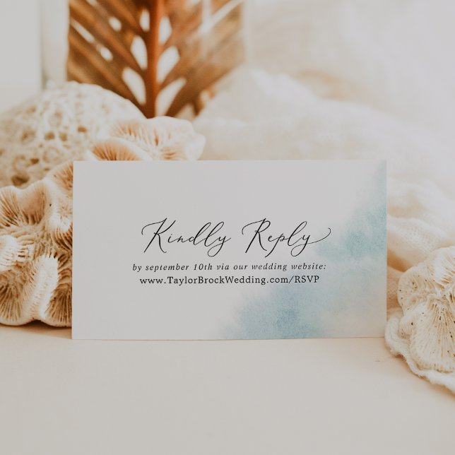 Watercolor Wash | Blue Wedding Website RSVP Enclosure Card (Creator Uploaded)
