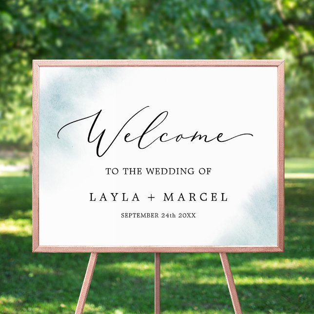 Watercolor Wash | Blue Wedding Welcome Poster (Creator Uploaded)