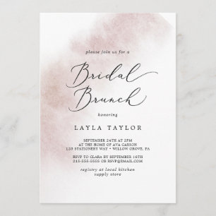 Watercolor Wash   Blush Bridal Brunch Invitation