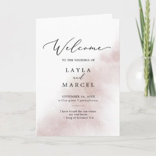 Watercolor Wash   Blush Folded Wedding Programme