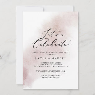Watercolor Wash Blush Let's Celebrate Invitation