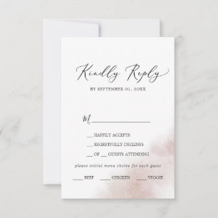 Watercolor Wash Blush Menu Choice RSVP Card