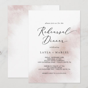 Watercolor Wash   Blush Rehearsal Dinner Invitation
