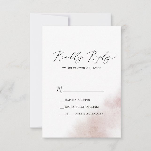 Watercolor Wash | Blush Simple RSVP Card (Front)