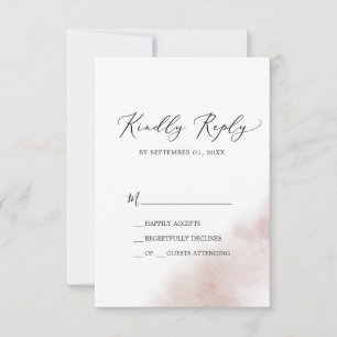 Watercolor Wash   Blush Simple RSVP Card