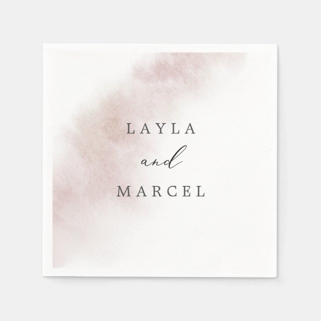 Watercolor Wash | Blush Wedding Napkin (Front)