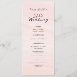 Watercolor Wash   Blush Wedding Program Programme