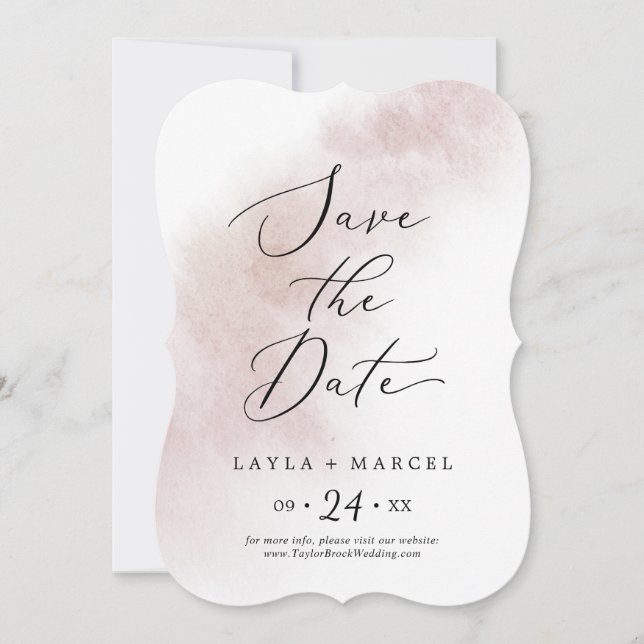 Watercolor Wash | Blush Wedding Save The Date (Front)