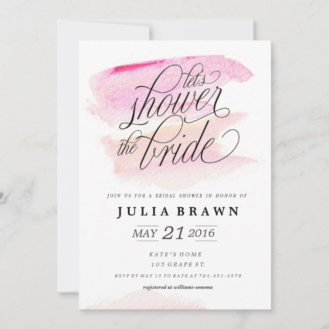 WATERCOLOR WASH bridal shower invitation (Front)