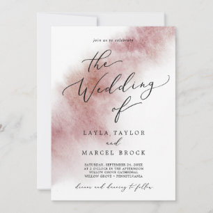 Watercolor Wash Burgundy The Wedding Of Invitation