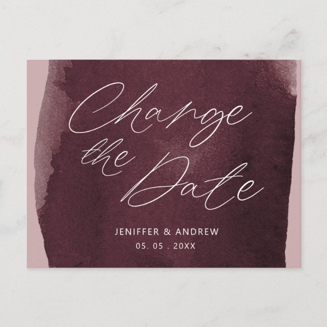 watercolor wash change the date postcard (Front)