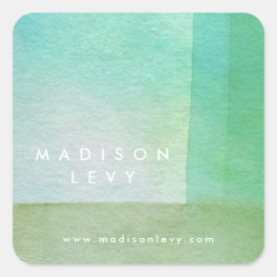 Watercolor Wash Designer Custom Name Printed Square Sticker