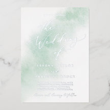 Watercolor Wash | Green and Silver Foil Wedding