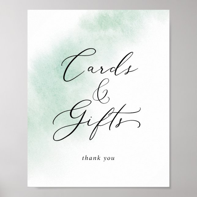 Watercolor Wash | Green Cards and Gifts Sign (Front)