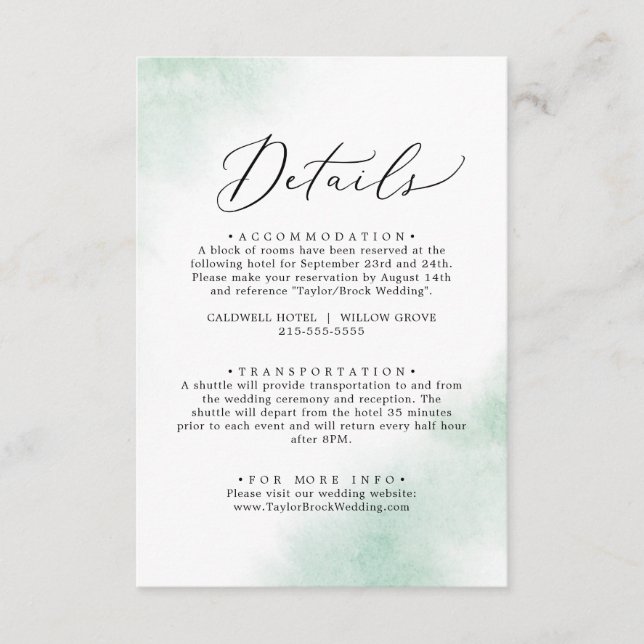 Watercolor Wash | Green Details Enclosure Card (Front)