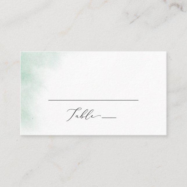 Watercolor Wash | Green Flat Wedding Place Card (Front)