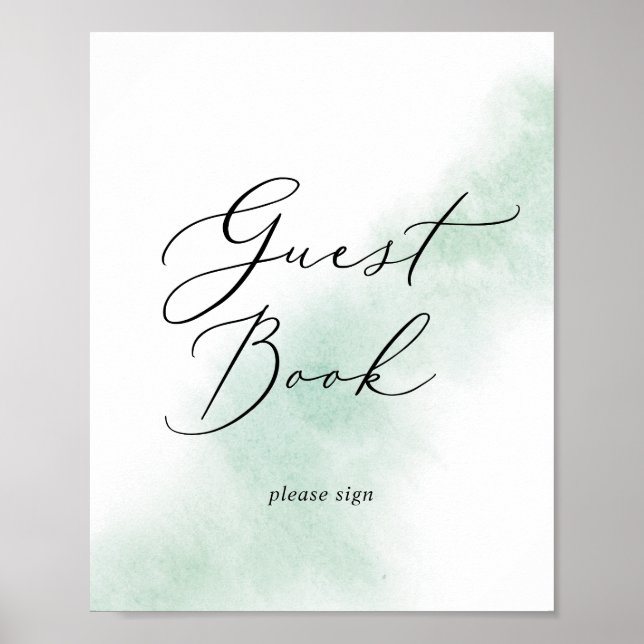 Watercolor Wash | Green Guest Book Sign (Front)