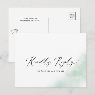 Watercolor Wash   Green Menu RSVP Postcard